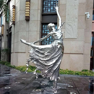 2 Meter hoher Edelstahl-tanzende Ballett-Mädchen-Skulpturen für Brunnen