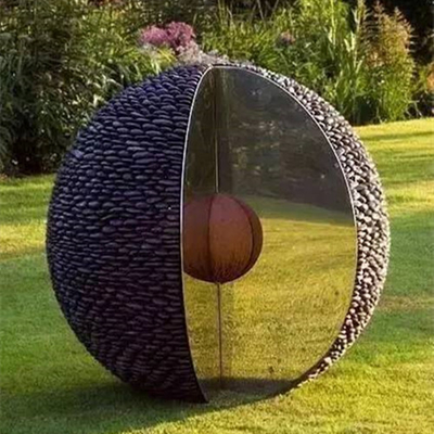 Garten-Dekor-moderner Edelstahl-abstrakte Metallnuss-Skulptur