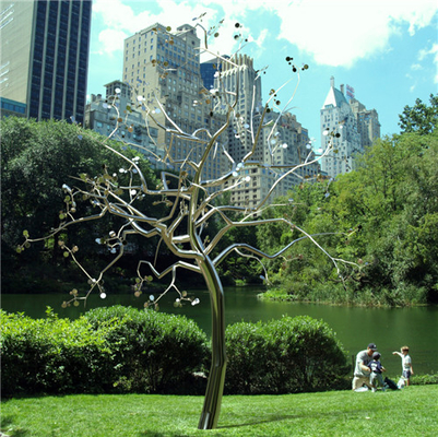 Edelstahl-Skulpturen des 3m Metallbaum-316L arbeiten modernes Spiegel-Polnisch im Garten