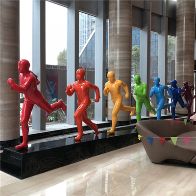Laufendes Mann-Fiberglas-Statuen-buntes im Freien besonders angefertigt für Lobby