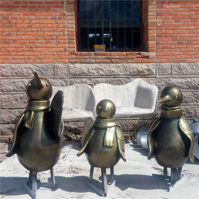 Handgemachte Bronzegarten-Statuen-dekorative Pinguin-Skulptur im Freien