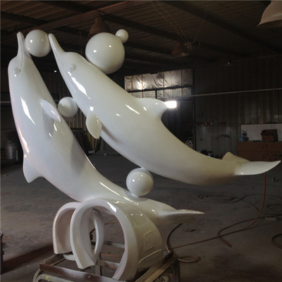 Ozean-Park-Fiberglas-Delphin-Statue polierte im Freien gemaltes 100cm