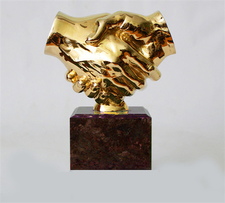 Tischplattengoldmoderne Innenskulptur-Händedruck-Griff-Statuen SS 316 304
