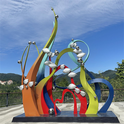 Großer Fisch-Skulptur-Garten-PolierEdelstahl-im Freien Tierskulptur