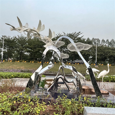 Sumpfgebiet-Park-Edelstahl gestaltet realistischen Crane Egret Metal Sculpture