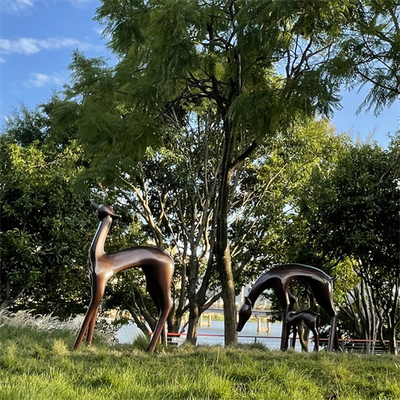 Sikahirsch-werfende Bronzegarten-Statuen-Dekoration im Freien 80cm - 160cm