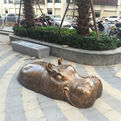 Bronzeflusspferd-gestaltet großes Garten-Tier moderne Form-kupfernen Messing