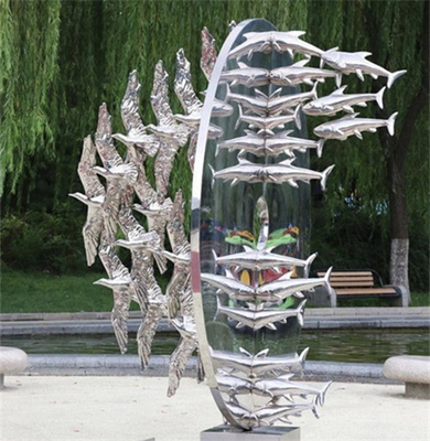 Metallseemöwen-Zusammenfassungs-Fisch-Skulptur-Edelstahl poliert für Garten