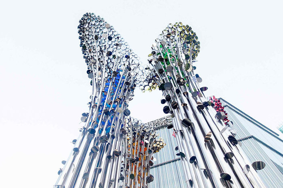 Quadrat-extrahieren silberne Edelstahl-Skulpturen Metallbaum-Skulptur im Freien