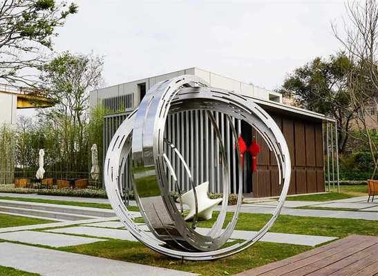 Großer Ring Metal Contemporary Outdoor Sculpture-Edelstahl für Garten