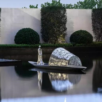 Yard-Metallstatuen-Edelstahl-im Freien handgemachte Boots-Skulpturen