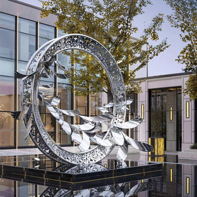 Hohle Garten-Statuen Kreis-dekorative Art Sculpture Mirror Stainless Steels