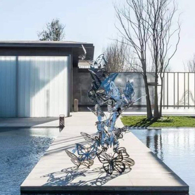 Abstrakter Tiermetallschmetterlings-Garten-Skulptur-Spiegel-Edelstahl