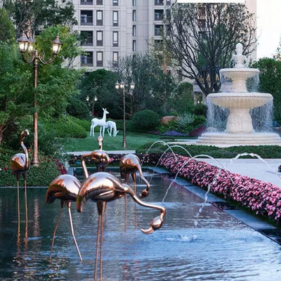 Edelstahl-Skulptur-Flamingo-kundengebundener Landschaftsbronzeentwurf