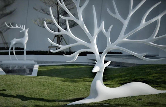 Tiergarten im Freien verziert Statuen-Edelstahl-Rotwild gemaltes 100cm