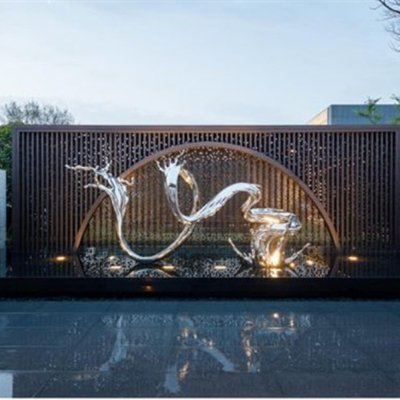 Spiegel-Edelstahl-abstraktes Metall gestaltet die Seewelle, die für Garten handgemacht ist