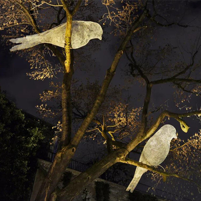 Park-Metallvogel-Skulptur-Fiberglas-im Freien leuchtender Stahl dekorativ für Bäume