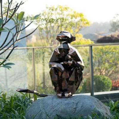 Rasen-Garten-Tier gestaltet Metallgeometrie-Bronzeaffe-Skulptur