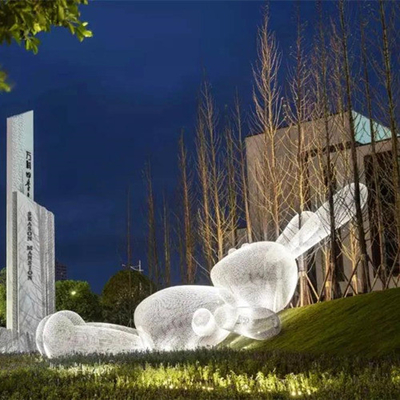 Fiberglas-Metallkaninchen-Skulptur-dekorative quadratische Rasen-Verzierungen im Freien