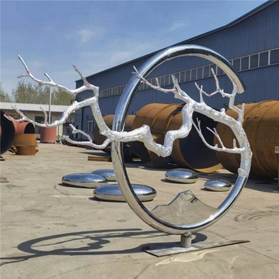 Großer Ring Abstract Metal Tree Sculpture-Edelstahl für Garten-Verzierungen