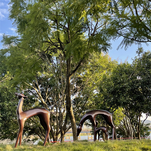 Sikahirsch-werfende Bronzegarten-Statuen-Dekoration im Freien 80cm - 160cm