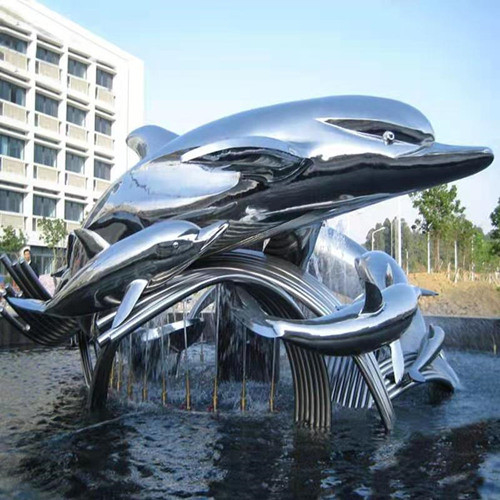 Garten-Tier des Spiegel-316L gestaltet Brunnen-dekorative Delphin-Garten-Skulptur