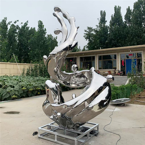 Seewellen-Metallzusammenfassungs-Edelstahl-Skulptur im Freien dekoratives 316L